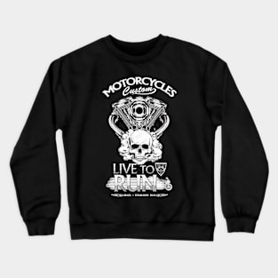 Moto skull, Black and white - Live to run Crewneck Sweatshirt